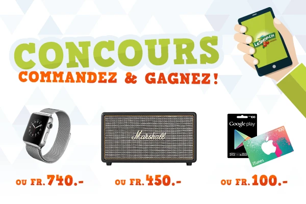 Visuel du concours LeShop.ch « Commandez & gagnez ! » pour mobile