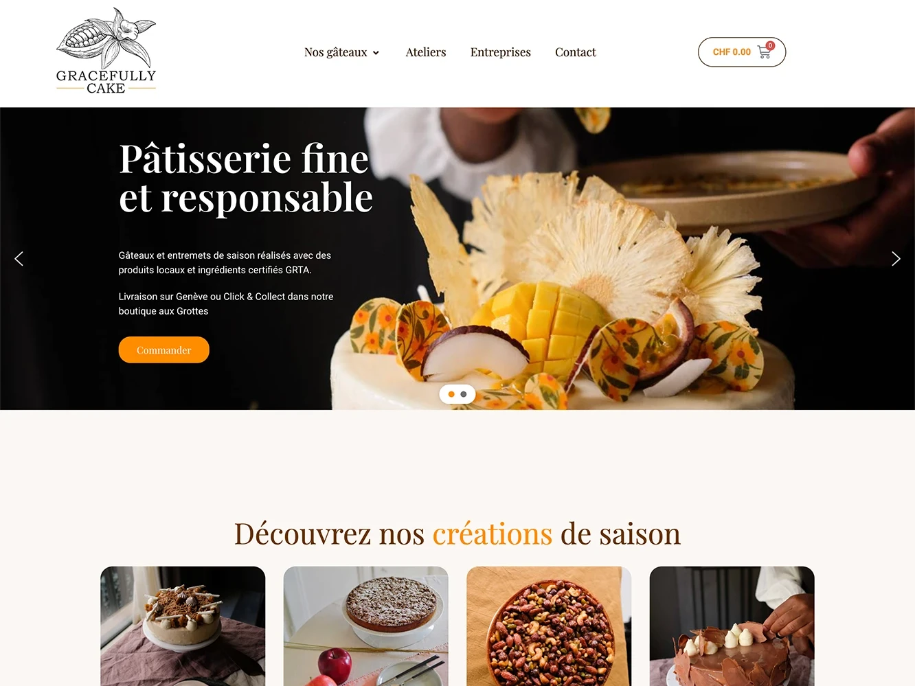 Page d’accueil du site Gracefully Cake