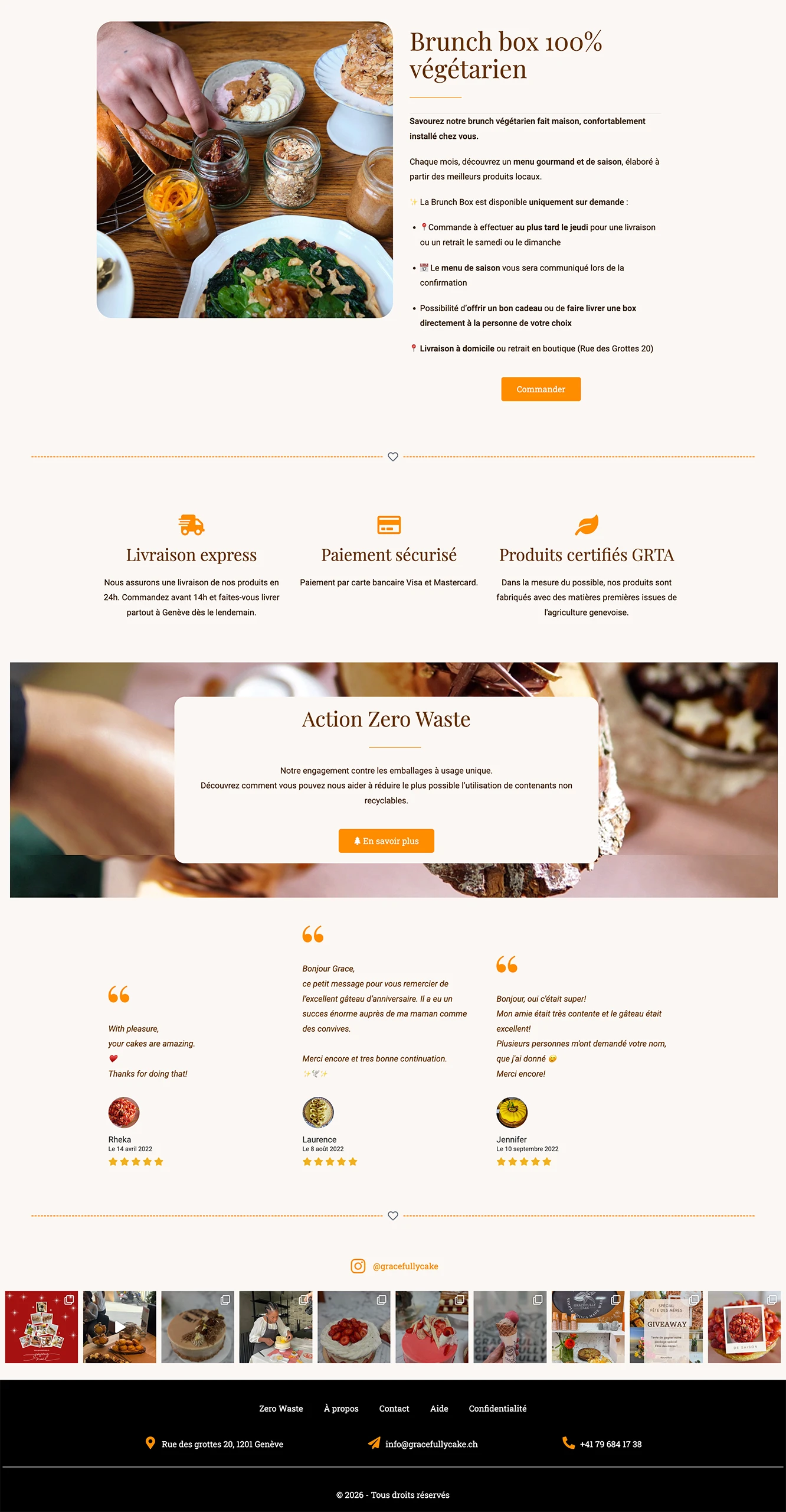 Page du brunch végétarien sur le site Gracefully Cake