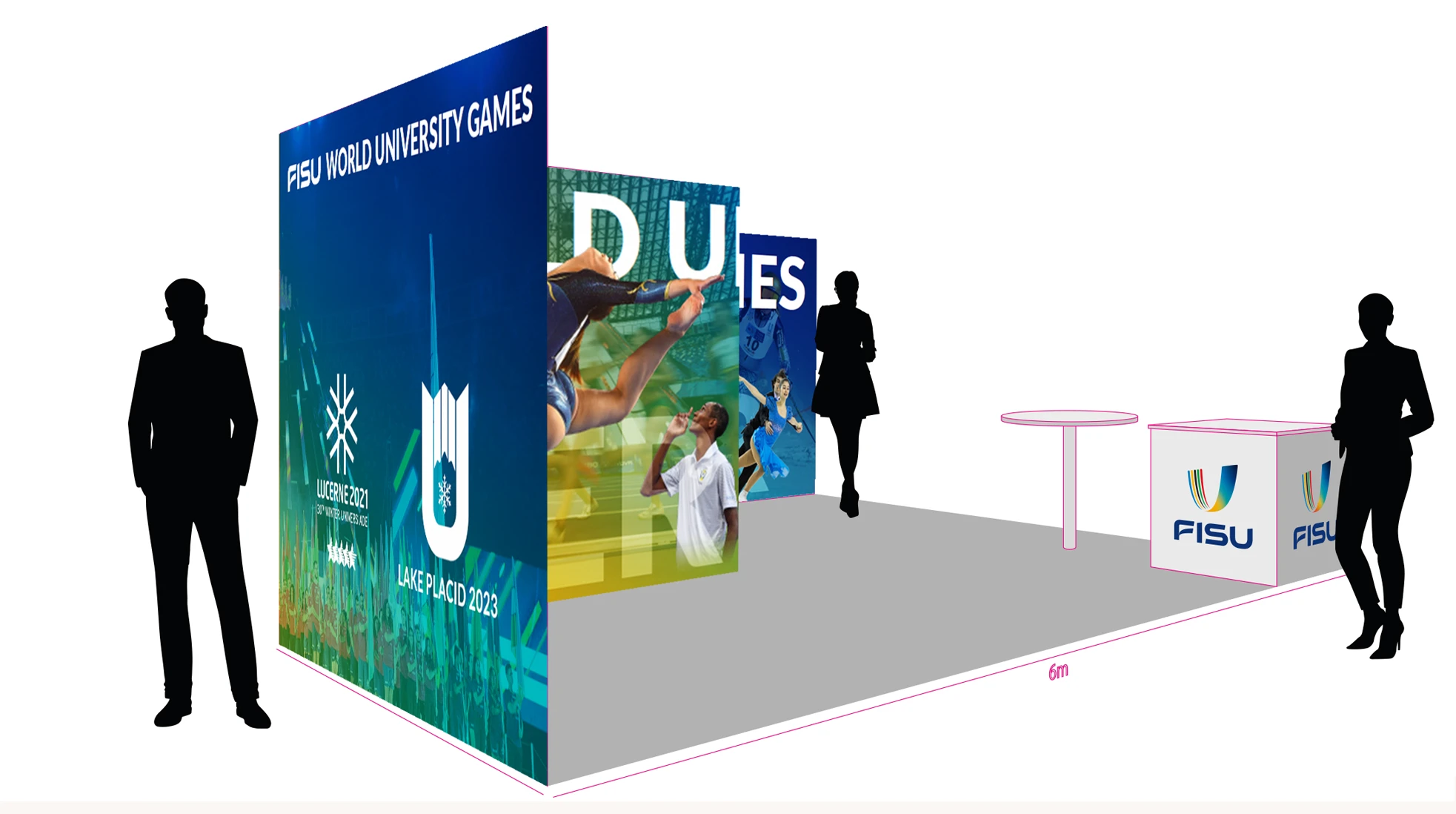 Simulation de l’habillage de l’espace FISU pour SportAccord, vue arrière