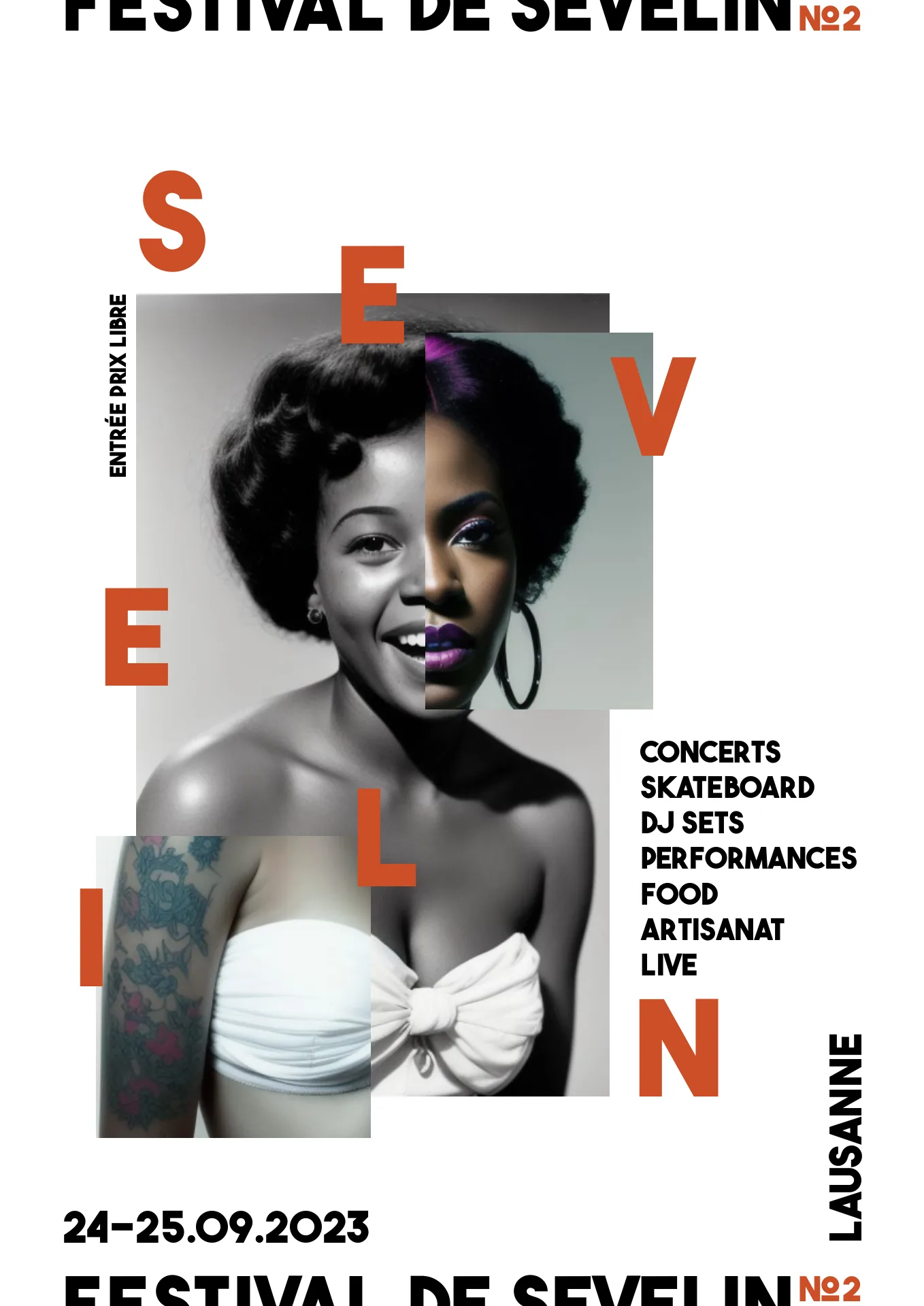 Affiche TempoR(é)alité : portrait d’une femme des années 50, mi-ancien mi-moderne