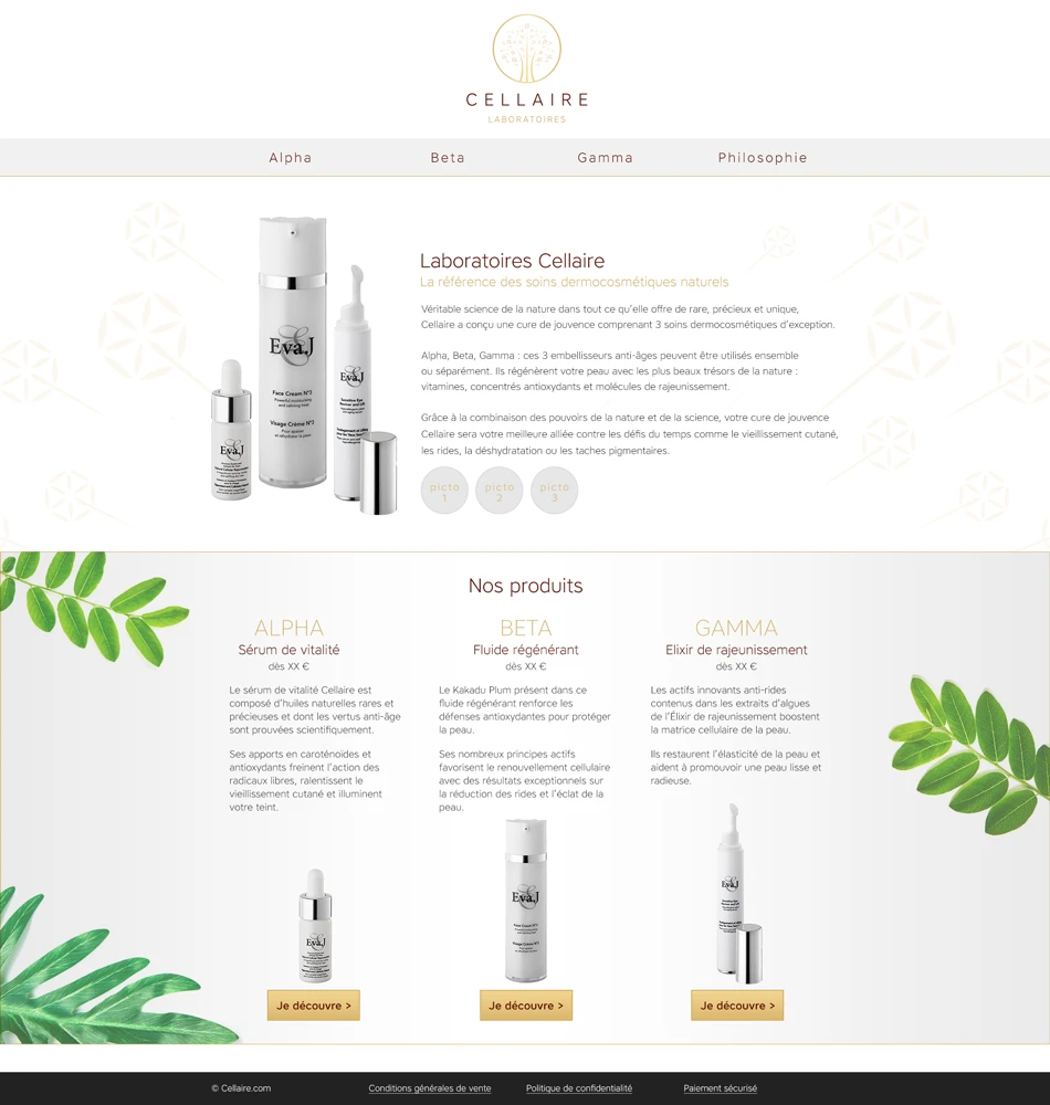 Page d’accueil du site Cellaire Laboratoires