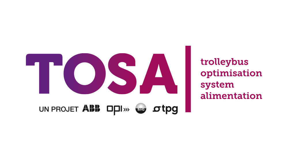 Logo TOSA, Trolleybus Optimisation Système Alimentation, pour les SIG