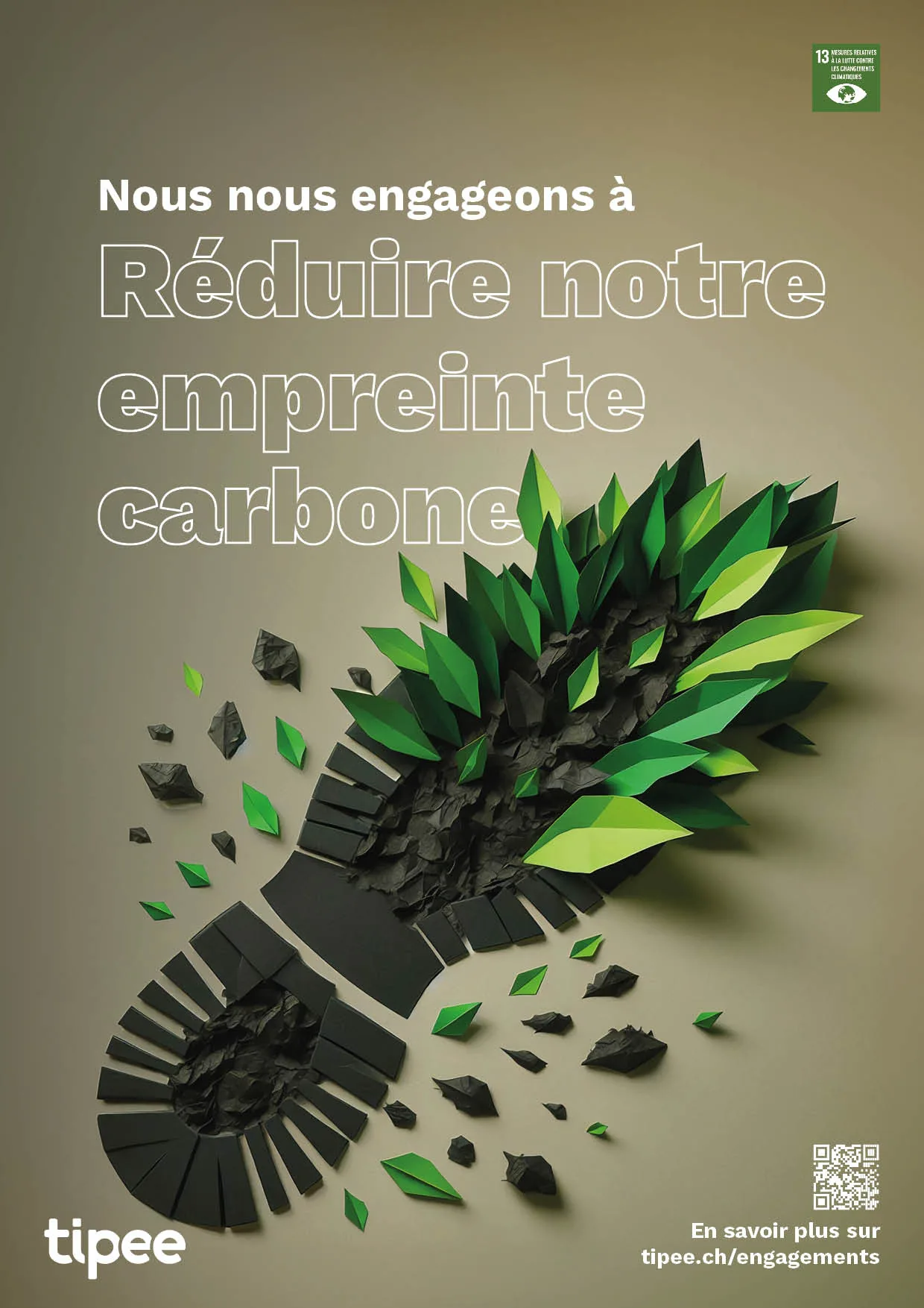 Affiche Tipee « Nous nous engageons à réduire notre empreinte carbone »