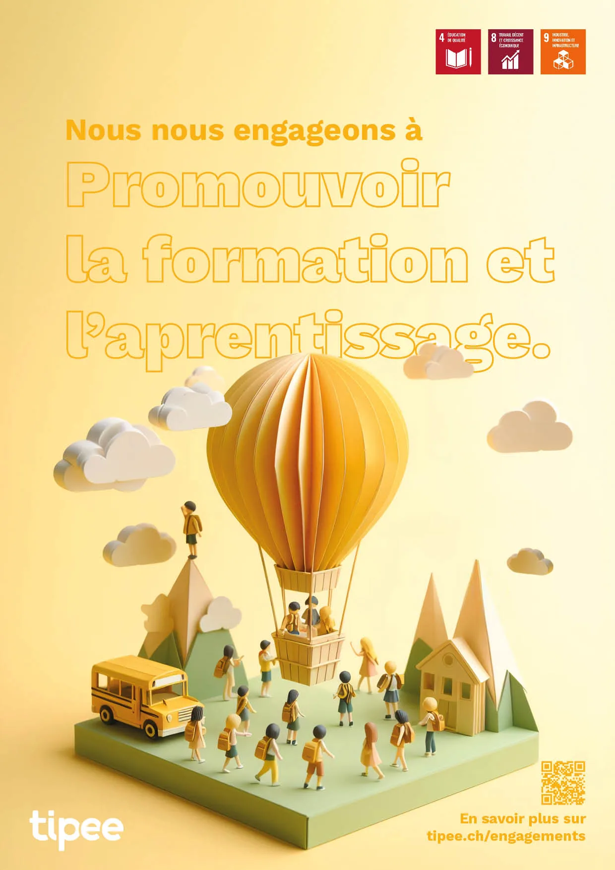 Affiche Tipee « Nous nous engageons à promouvoir la formation et l’apprentissage »